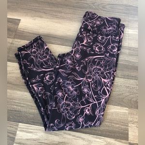 Fabletics Pink and Black Floral Leggings